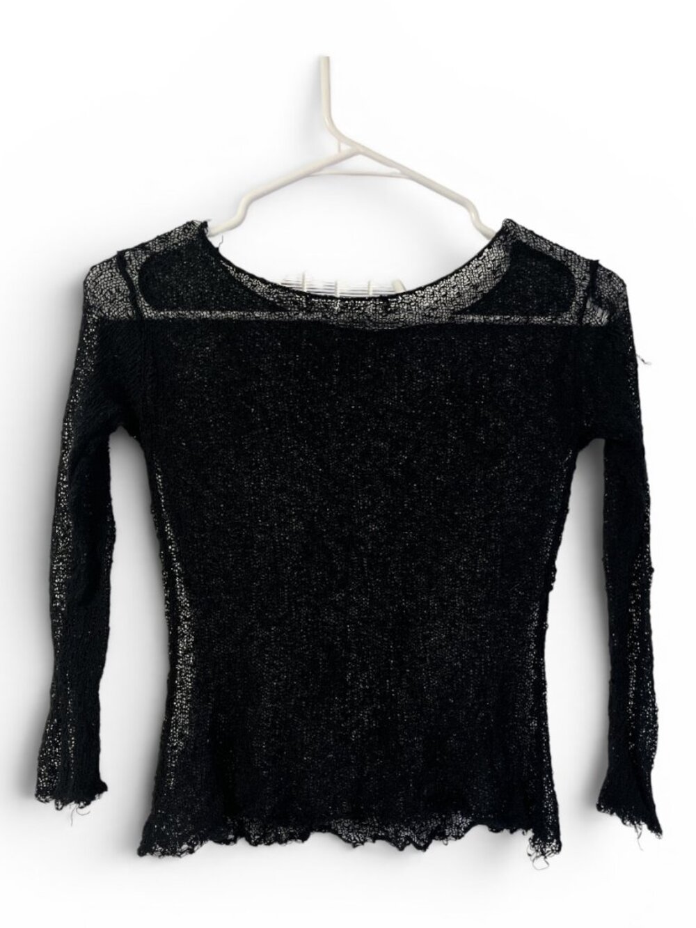 Vintage 90s Cropped Fishnet Top in Black - Size S/M (READ DESCRIPTION)